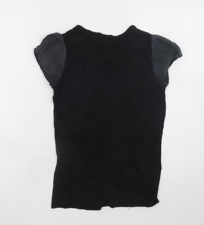GAP Women's Black Short Sleeve Silk Blend Blouse M