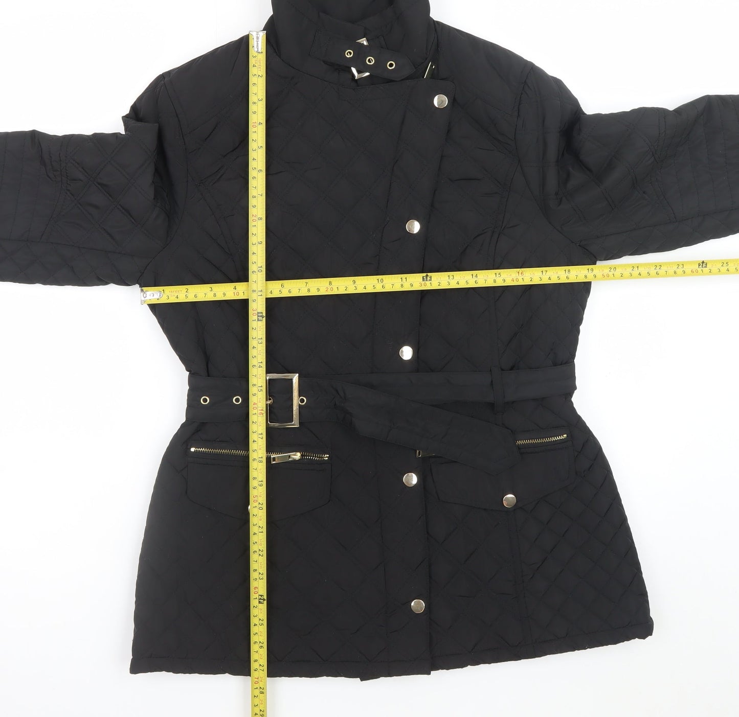 St. Bernard for Dunnes Stores Womens Black Quilted Belted Jacket Size 14