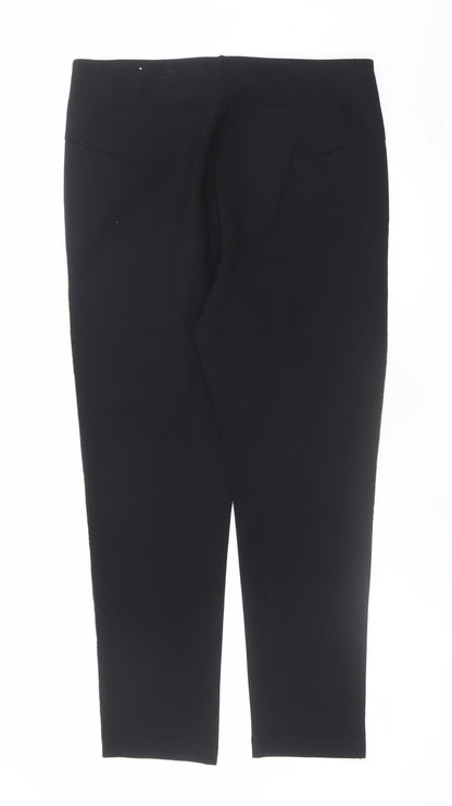 Zara Women Black XL Stretch Skinny Leggings Trousers with Side Zip Trim