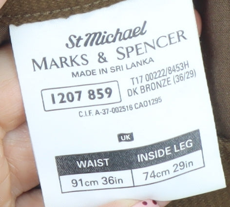 Marks and Spencer Mens Brown Corduroy Chino Trousers 36W 29L