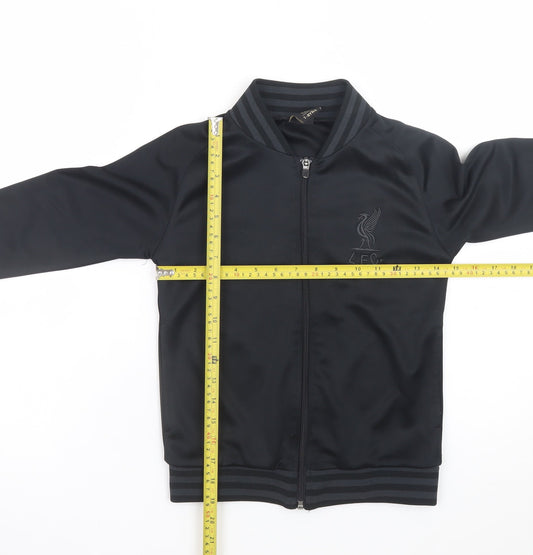 Liverpool F.C. Boys Black Track Jacket 7-8 Years Full Zip Lightweight Polyester
