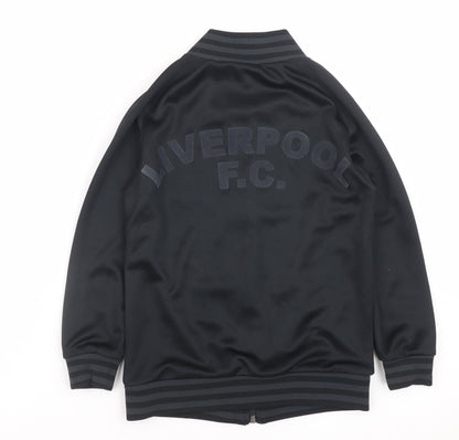 Liverpool F.C. Boys Black Track Jacket 7-8 Years Full Zip Lightweight Polyester