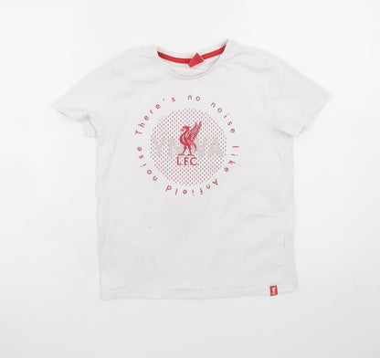 Liverpool FC Boys White T-Shirt 9-10 Years Short Sleeve Crew Neck Cotton