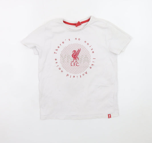 Liverpool FC Boys White T-Shirt 9-10 Years Short Sleeve Crew Neck Cotton