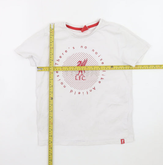 Liverpool FC Boys White T-Shirt 9-10 Years Short Sleeve Crew Neck Cotton