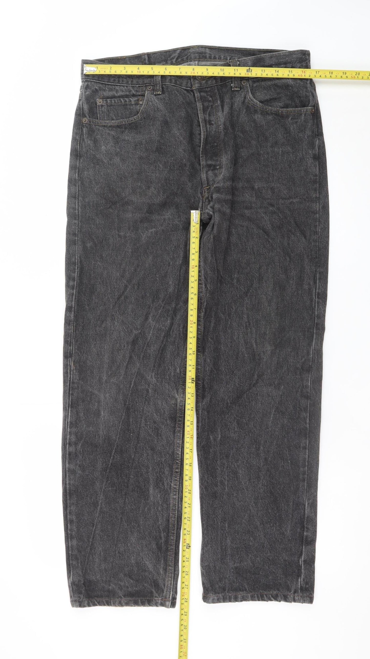 Levi's 501 Men's Black Jeans W36 L34 Straight Fit Denim