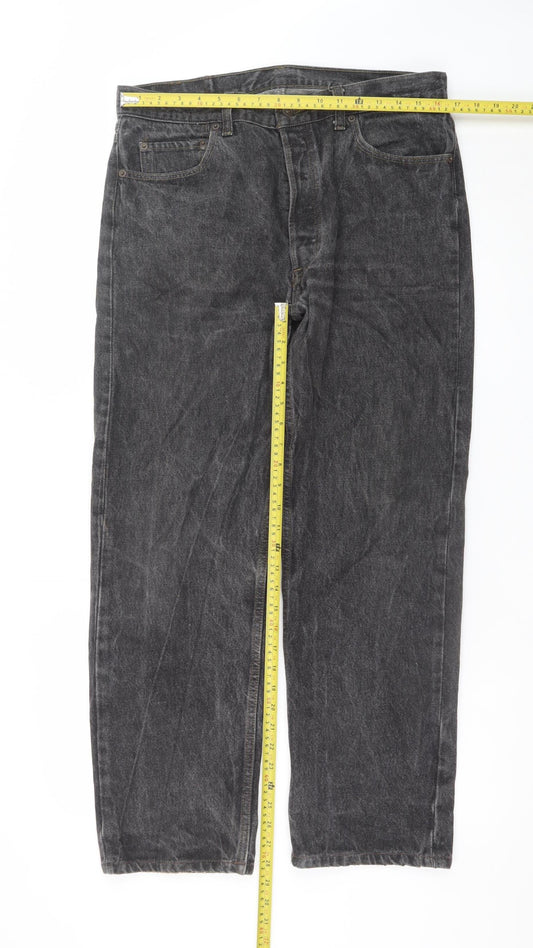Levi's 501 Men's Black Jeans W36 L34 Straight Fit Denim