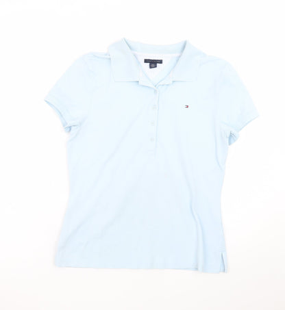 Tommy Hilfiger Women Blue Polo Shirt M Collared Slim Fit