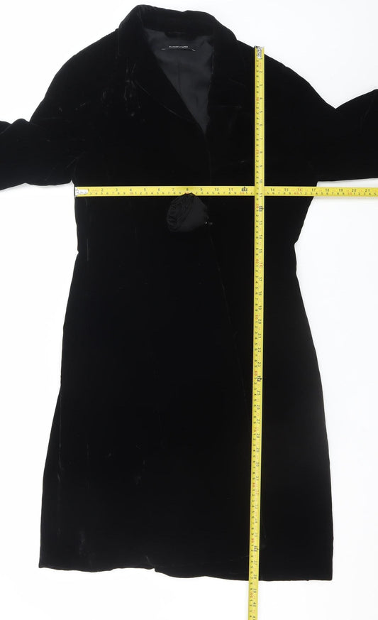St Bernard Women Black Size 12 Velvet Sheath Dress Long Sleeve Formal