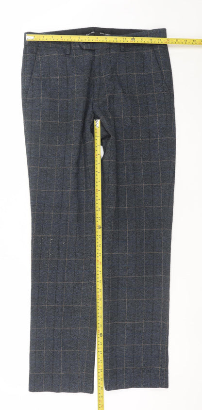Marc Darcy Men's Blue Checked Dress Pants 32R Regular Fit