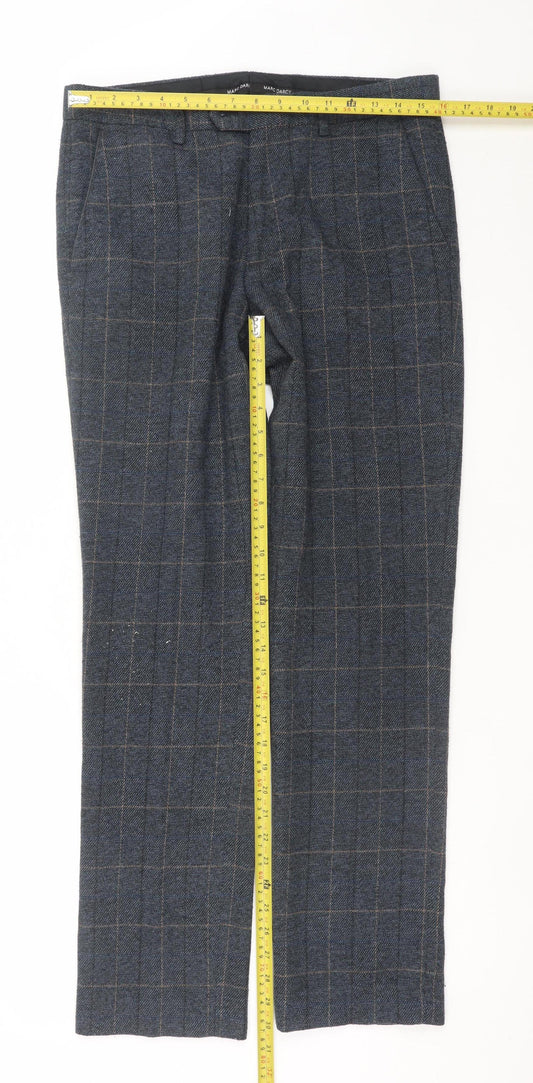 Marc Darcy Men's Blue Checked Dress Pants 32R Regular Fit
