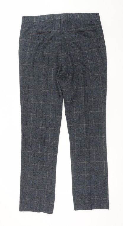 Marc Darcy Men's Blue Checked Dress Pants 32R Regular Fit