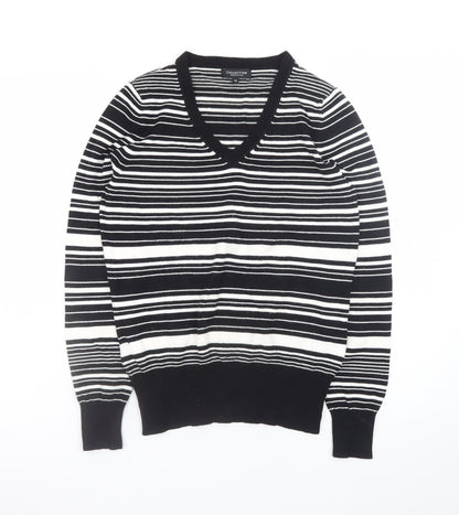 Debenhams Women’s Black Striped V-Neck Knit Jumper Size 14