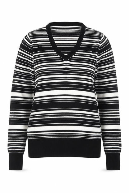 Debenhams Women’s Black Striped V-Neck Knit Jumper Size 14