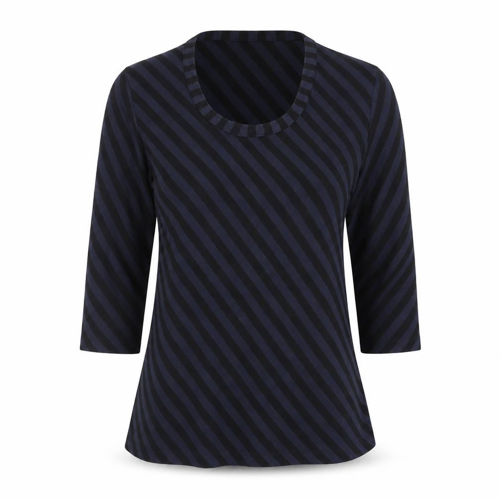Alex & Co Women Blue Striped Jersey Blouse UK 12 3/4 Sleeve