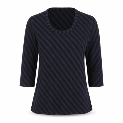 Alex & Co Women Blue Striped Jersey Blouse UK 12 3/4 Sleeve