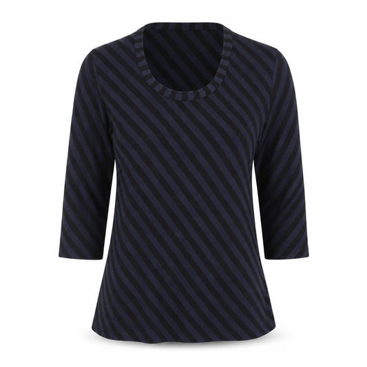 Alex & Co Women Blue Striped Jersey Blouse UK 12 3/4 Sleeve