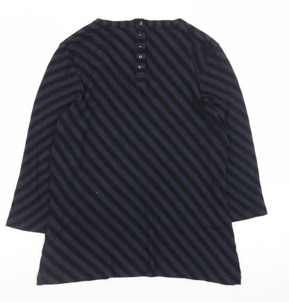 Alex & Co Women Blue Striped Jersey Blouse UK 12 3/4 Sleeve