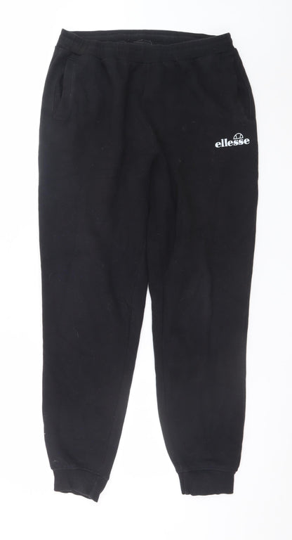 Ellesse Men Black Jogger Sweatpants UK 12 Relaxed Fit Cotton Blend