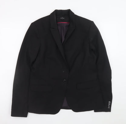 Next Women Black Tailored Single-Breasted Blazer Size 14