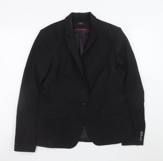 Next Women Black Tailored Single-Breasted Blazer Size 14
