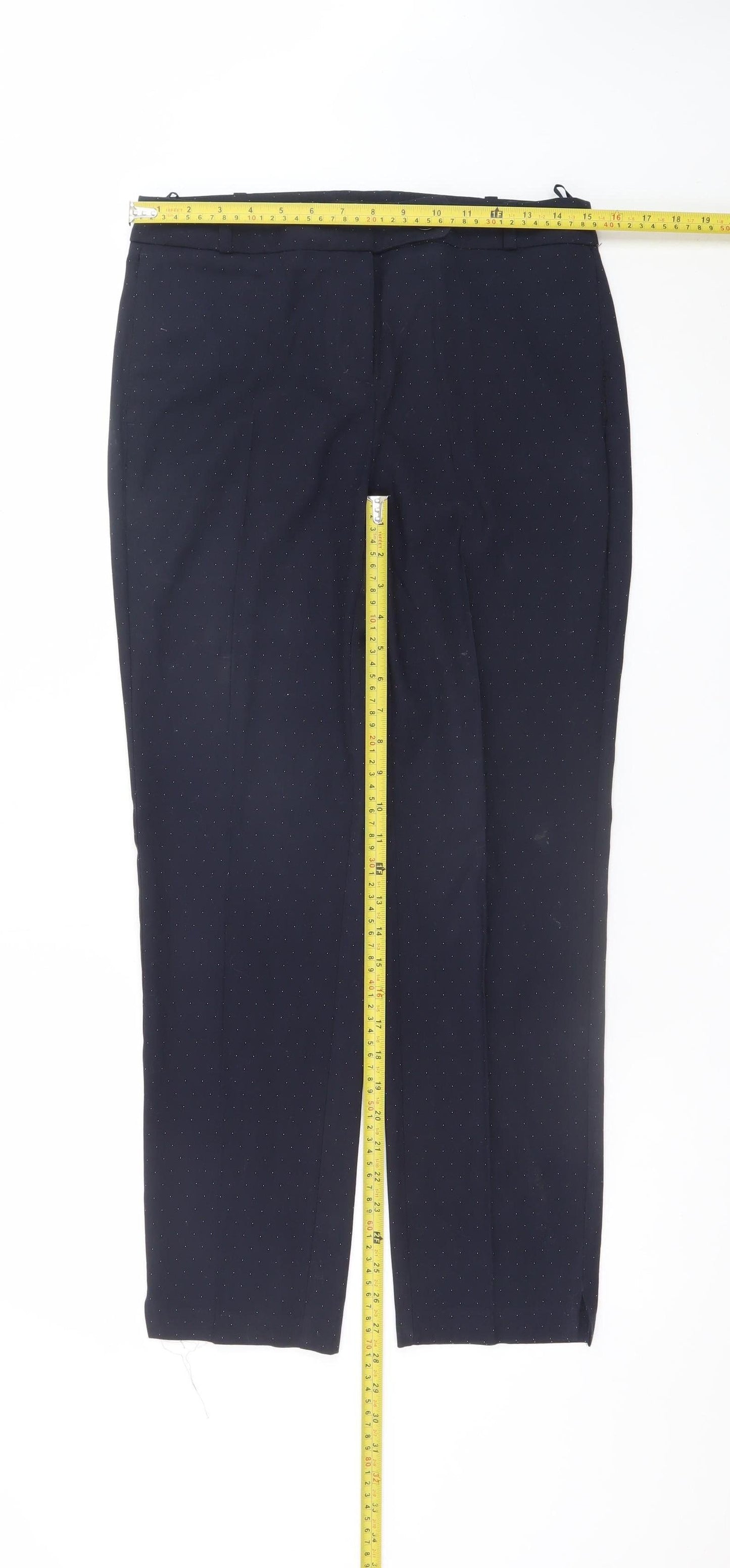 Next Women’s Black Polka Dot Slim Fit Long Length Trousers Size 10L
