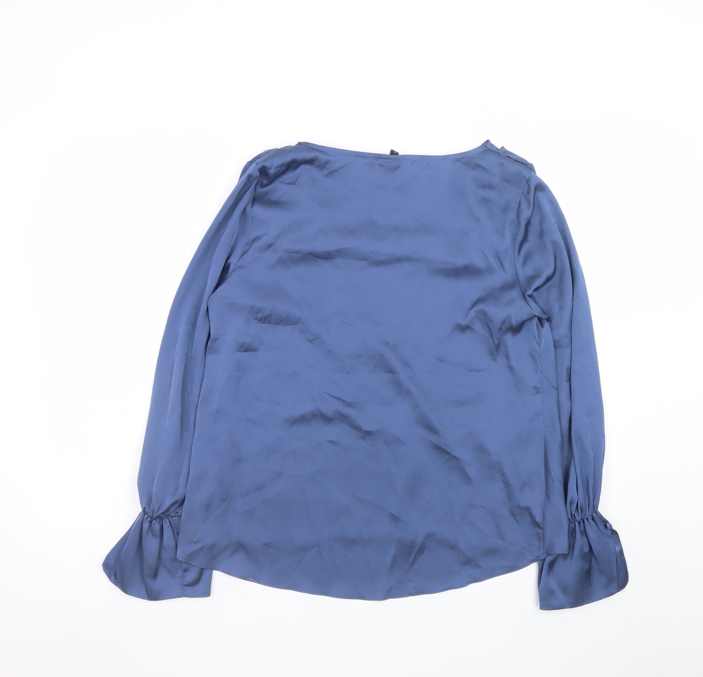 River Island Women’s Blue Satin Cowl Neck Long Sleeve Blouse Size 12