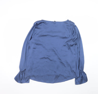 River Island Women’s Blue Satin Cowl Neck Long Sleeve Blouse Size 12