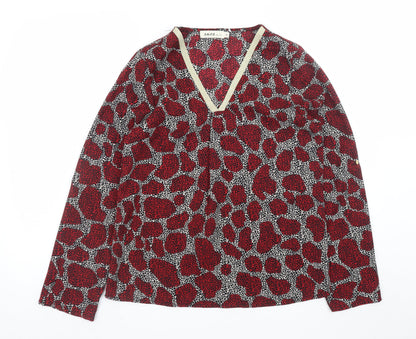 AKOZ De Toi Women’s Red Animal Print V-Neck Tunic Blouse Size S