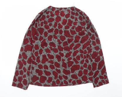AKOZ De Toi Women’s Red Animal Print V-Neck Tunic Blouse Size S
