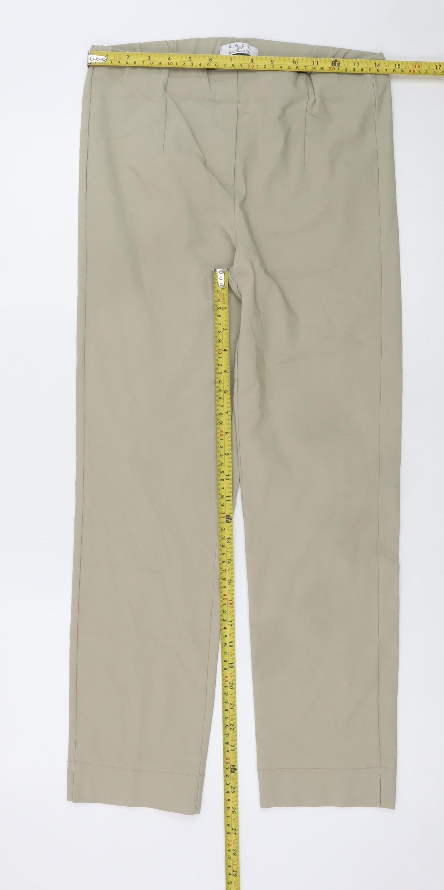 D.E.C.K by Decollage Womens Beige Chino Stretch Trousers L