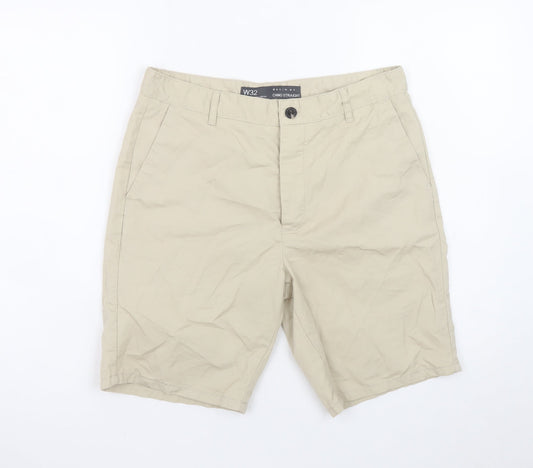 Denim Co. Men's Beige Chino Shorts W32 Regular Fit Casual Summer