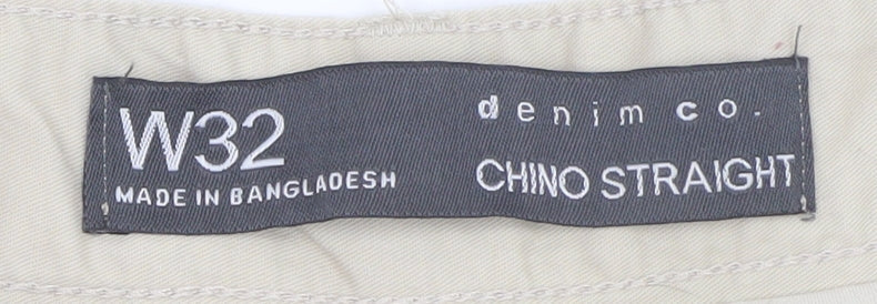 Denim Co. Men's Beige Chino Shorts W32 Regular Fit Casual Summer
