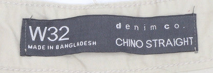 Denim Co. Men's Beige Chino Shorts W32 Regular Fit Casual Summer