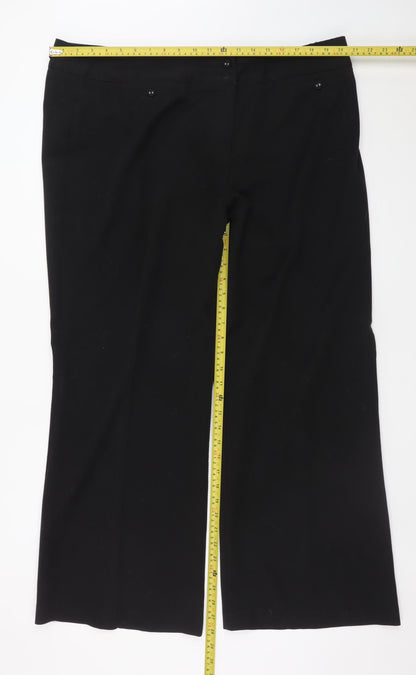 Bm Women Black Size 20 Wide-Leg Stretch Trousers