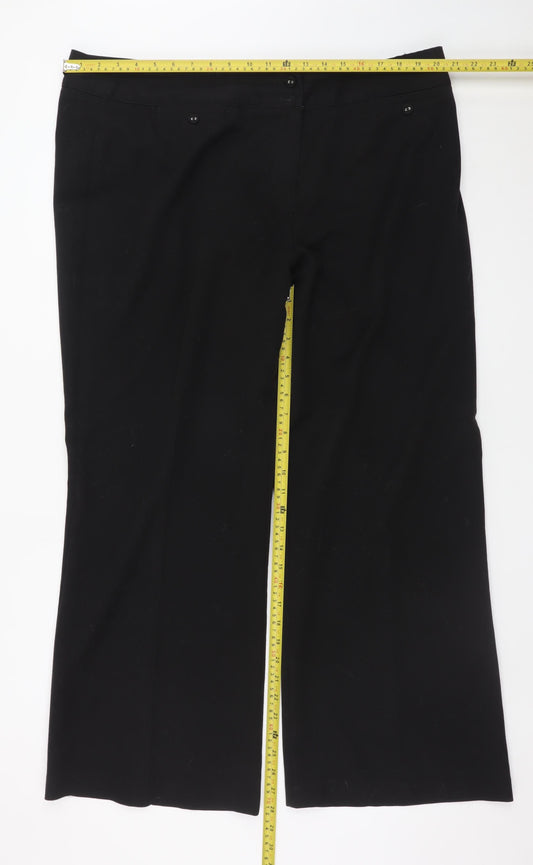 Bm Women Black Size 20 Wide-Leg Stretch Trousers