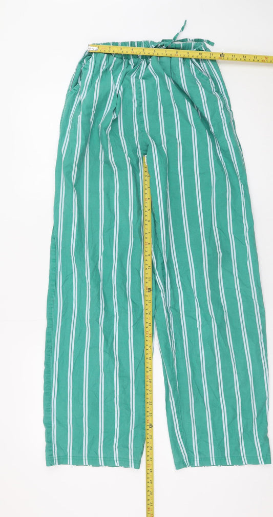Primark Women Green Striped Cotton Pyjama Pants 2XS Disney