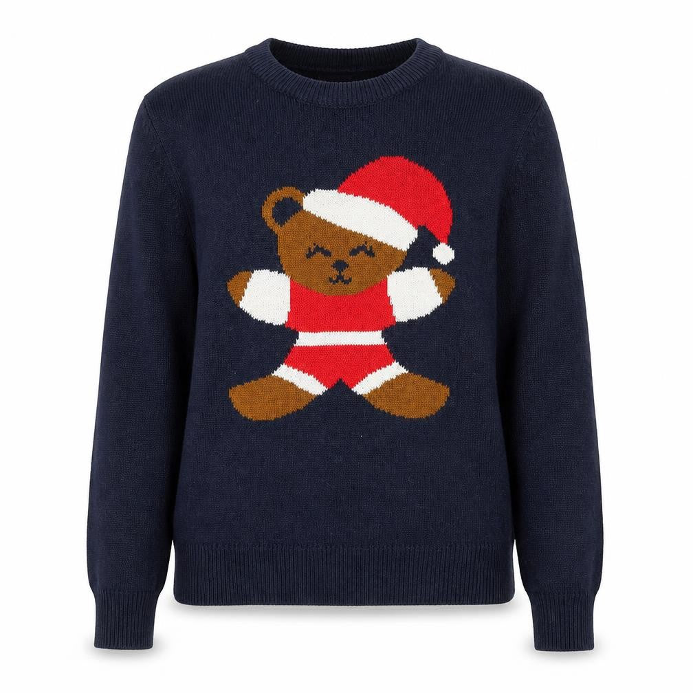Primark Womens Blue Christmas Bear Knit Jumper Size S