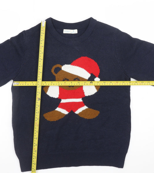 Primark Womens Blue Christmas Bear Knit Jumper Size S