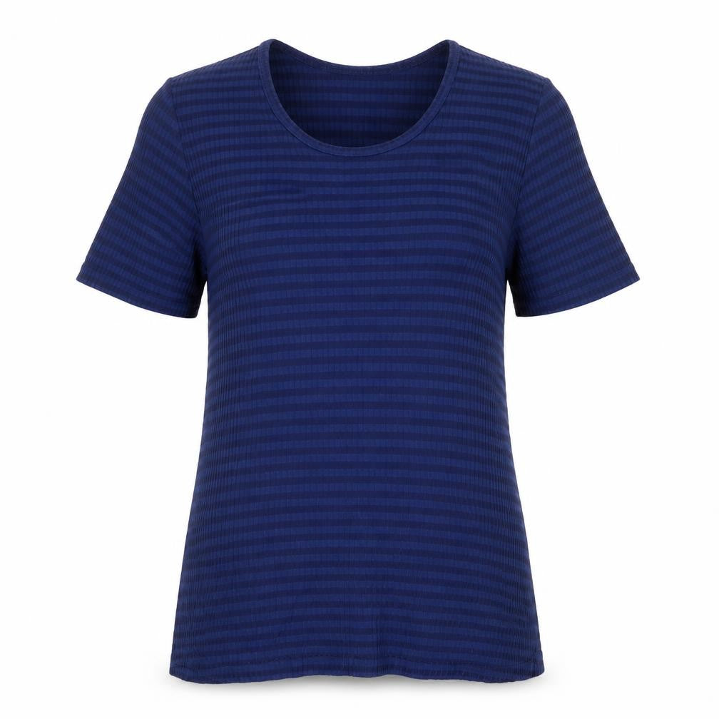 ONLINE Women's Blue Striped Cotton T-Shirt Size 14