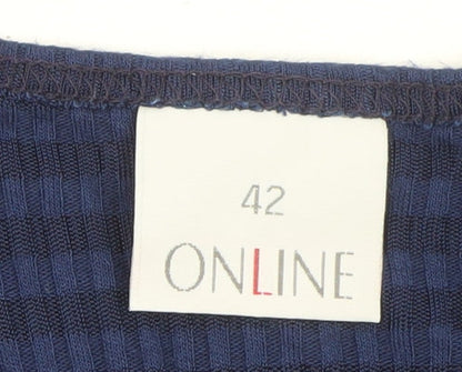 ONLINE Women's Blue Striped Cotton T-Shirt Size 14