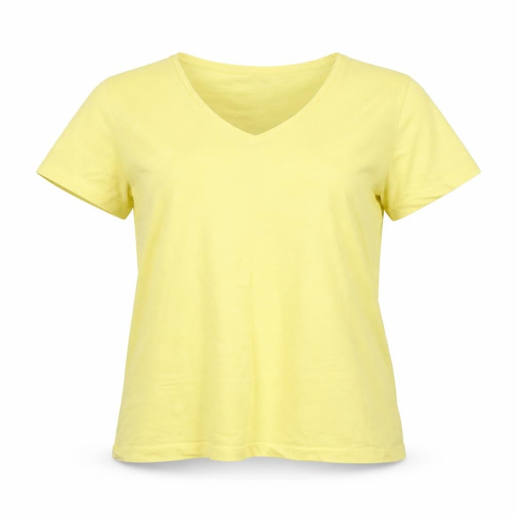 Dunnes Stores Women's Yellow V-Neck Cotton T-Shirt XL