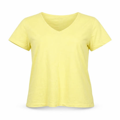 Dunnes Stores Women's Yellow V-Neck Cotton T-Shirt XL