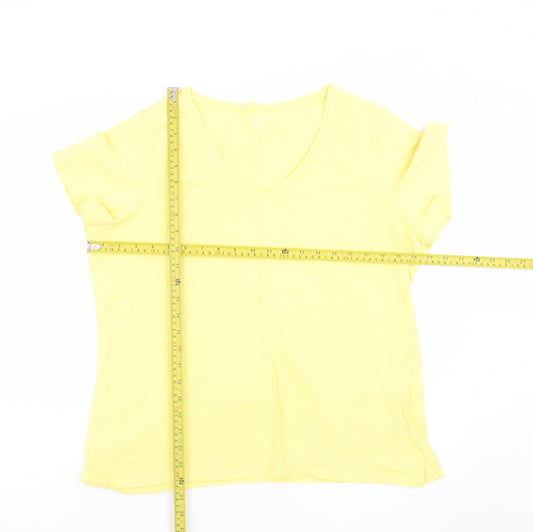 Dunnes Stores Women's Yellow V-Neck Cotton T-Shirt XL