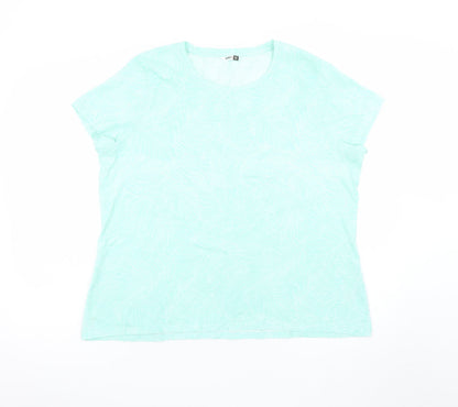 Pep & Co Women’s Green Floral Print XL Short Sleeve Basic T-Shirt