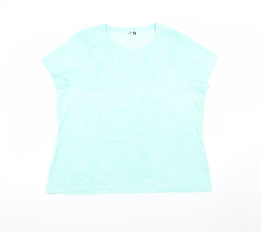 Pep & Co Women’s Green Floral Print XL Short Sleeve Basic T-Shirt