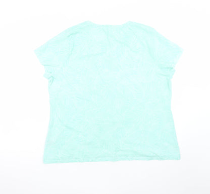 Pep & Co Women’s Green Floral Print XL Short Sleeve Basic T-Shirt