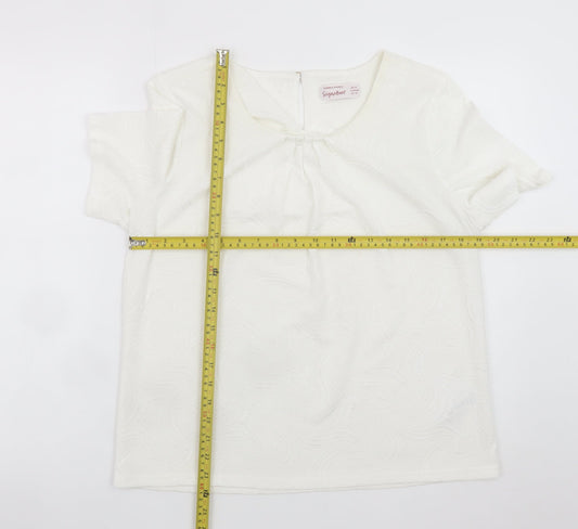 Dunnes Stores Women’s Ivory Short Sleeve Blouse Size 16