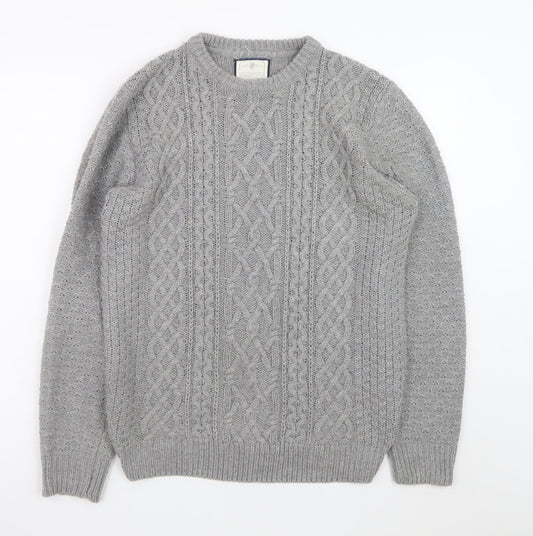 Cedarwood State Women's Grey Cable-Knit Acrylic Jumper Size S