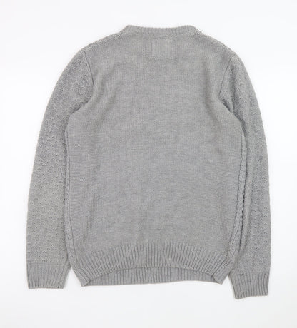 Cedarwood State Women's Grey Cable-Knit Acrylic Jumper Size S
